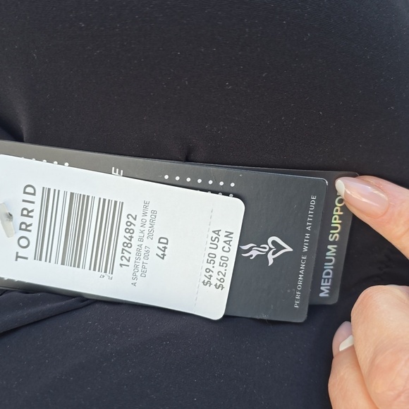 Torrid Black Wireless Wicking Sports Bra 44D NWT Active - Picture 6 of 11